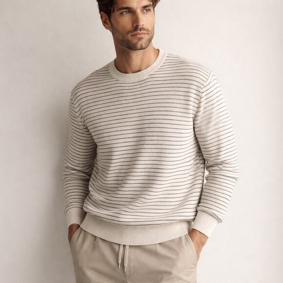 Maurizio Baldassari Silk-Cotton Stripe Crewneck Sweater